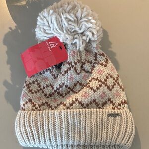 Cozy Knit Pom-Pom Beanie - Cream and Brown